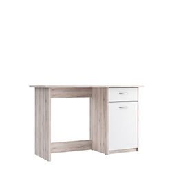 FORTE Net 106 Escritorio con 1 puerta y 1 cajón, derivado de madera, diseño en roble arena combinada con blanco, ancho x alto x profundidad: 123 x 77,7 x 50 cm