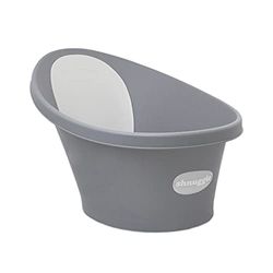 Shnuggle Baignoire pour le bain du bébé jusqu'à 12 mois avec bouchon sur le fond, gris foncé avec dossier blanc - 1,2 kg