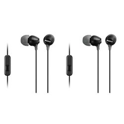 Sony Mdr-Ex15Ap - Cuffie In-Ear Con Microfono, Auricolari In Silicone, Nero, Senza fili (Confezione da 2)