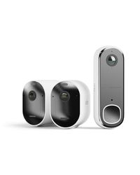 Arlo Pro 5 Telecamera WiFi Esterno Senza Fili, Visione Notturna Colori, Prova Inclusa Secure, 2 Telecamere, Bianche & Arlo Essential FHD Videocitofono, Campanello Senza Fili Da Esterno, Bianco