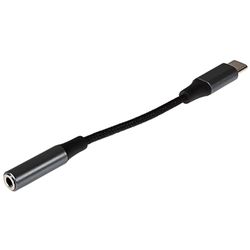 Maplin Cavo adattatore da USB-C a jack femmina da 3,5 mm per cuffie in alluminio intrecciato, 5 cm