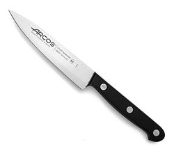 Arcos Coltello Chef in Acciaio Inossidabile – Ideale per Tagliare e Pelare Alimenti Piccoli, Manico Ergonomico in Poliossimetilene, Lama da 120 mm – Serie Universal, Colore Nero