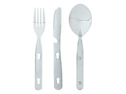Ferrino Set of 3 Cutlery Steel INOX Conjunto de talheres campismo e caminhadas, adultos unissexo, alumínio, M