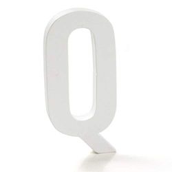 Dcasa Letra Madera Q Adornos Muebles Pegatinas Decoración del hogar Unisex Adulto, Blanco, 12 cm