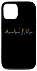 Coque pour iPhone 14 Pro Broken Heart Heartbreak Drapeau arc-en-ciel EKG LGBT