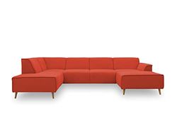 DOMO. collection Jules FK - Sofá escandinavo con muelles 333 x 191 x 81 cm, Color Naranja
