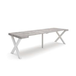 Skraut Home | Table Console Extensible | Console Meuble | 260 | pour 12 Personnes | Pieds Bois Massif | Style Moderne | Ciment