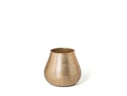H&h vaso chennai in alluminio decorato inciso a texture colore oro cm 22x20