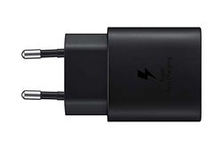 Samsung USB C-laddare, 25 W ultrasnabb nätadapter, USB C till USB-adapter, Samsung snabbladdning, Samsung original laddare, utan kabel, svart
