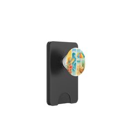 Cappello a ombrello con scena estiva tropicale sulla spiaggia, ibisco PopSockets PopWallet per MagSafe