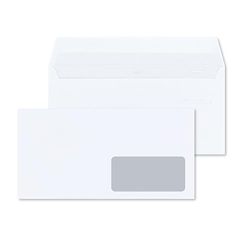 RAYLU PAPER - Confezione di buste bianche in carta con chiusura autoadesiva per l'invio di documenti e lettere, facile da sigillare, 90 g/m² di spessore (Americano, 500 unità - Finestra Der)