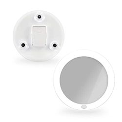 EMKE Make-upspiegel met verlichting met 5-voudige vergrotingsspiegel, witte led-make-upspiegel met zuignap, diameter 165 mm, draagbare wandspiegel, werkt op batterijen