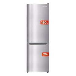 EVVO Frigorífico Combi No Frost, Capacidad Frigorífico 180 L Congelador 70 L, Motor Inverter, 54cm de Ancho, Smart ECO, Multi Air Flow, Luz Interior LED, Panel LED táctil (F52X Color: Inox)