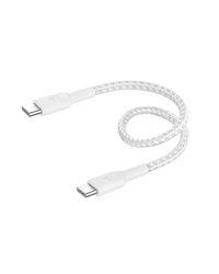 Belkin BoostCharge Câble à gaine tressée USB-C vers USB-C (15 cm, pour iPhone 16, 16 Pro, 16 Pro Max, 16 Plus, Galaxy S24, S23, Note10, Note9, Pixel 9, Pixel 8, iPad Pro, etc., blanc)