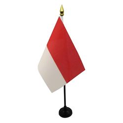 AZ FLAG Bandera de Mesa de ALSACIA Rot UN WISS 15x10cm - BANDERINA de DESPACHO DE Alsace - Francia 10 x 15 cm Punta Dorada