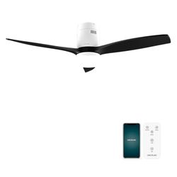 Cecotec Plafondventilator EnergySilence Aero 5600 Aqua White&Black Connected, 40 W en 52”, Wifi, Afstandsbediening, IP44-bescherming, Licht, 6 snelheden, 3 bladen, winter-zomer modus, timer 8 u.