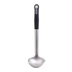 MasterPRO Foodies pollepel, 100 ml, roestvrij staal, afmetingen 22,3 x 8,2 cm, ergonomische soft-touch-handgreep, vloeistofschenker aan de zijkant