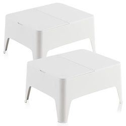 Shaf Lot de 2 Tables d'appoint de Jardin Alaska, Couleur Blanche, Plastique, Blanc, 2 unidades