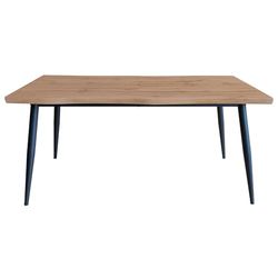DRW Eettafel van natuurlijk en zwart metaal, 160 x 75 x 80 cm