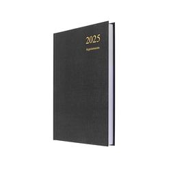 Collins Essential E-ESSA51A.99-25 - Agenda ecológica para 2025, tamaño A5, día por página, agenda de negocios, tapa dura de cuero y papel reciclado, color negro