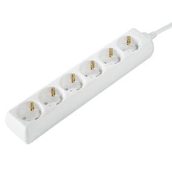 Hama Extensão de 6 tomadas (tomada múltipla de 1,4 m, extensão sem interruptor, tomada distribuidor certificado GS, tomadas giratórias 45 graus, distribuidor de plástico), cor branca