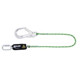 MILLER by Honeywell Cordino antiurto singolo ø11 mm Kernmantel 1,5M con copertura protettiva per ammortizzatore, corda verde chiaro con strisce nere, 1032379 (1 pezzo)