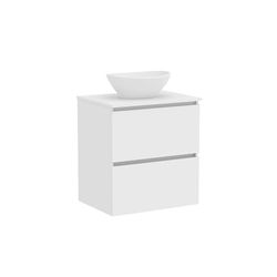 Baikal Mueble de Baño Klay. Mueble MONTADO. 2 Cajones Suspendido con Lavabo sobre Encimera. Armario de Baño. Lavabo Ceramico. 60cm Blanco.