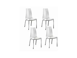 STONES HOME FURNITURE, Set 4 Sedie Imbottite in Similpelle con Gambe in Metallo Verniciato, Sedie Sala da Pranzo e Ufficio, Multiuso, Modello Viva, Colore Bianco, 43 x 44 x 92 cm