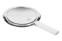 Ädel hand- och ståspegel med handtag: Ädel resespegel inkl. avtagbart stativ – dubbelsidig, normal och 10 x förstoring, längd: 26 cm, handspegel med handtag från Fantasia