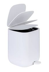 WENKO Pedal bin Davos, White 5L - Cosmetic bin, waste bin Capacity: 5 l, Polypropylene, 23.5 x 26 x 27.5 cm, White