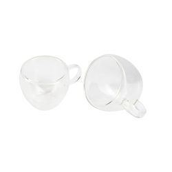 Bergner - Lot de 2 verres double paroi 100 ml - Fabriqué en Borosilicate - Pour les amateurs de café et de thé - Facile à laver - Passe au micro-ondes et au lave-vaisselle