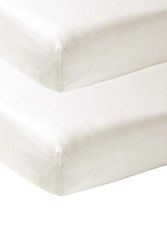 Meyco 563201 2-pack hoeslaken, wieg, offwhite