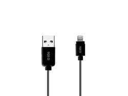 SBS 1m USB/Lightning mobiltelefonkabel USB A svart - mobiltelefonkablar (75 mm, 15 mm, 200 mm, 50 g)
