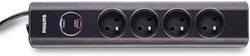 Philips SPN7040WA/19 - Ciabatta elettrica con protezione da sovratensione, 4 prese, 600 J, cavo da 2 m e interruttore, spina tipo E, colore bianco