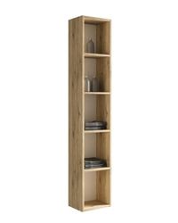 Mama Store Mueble Columna, librería montada, Reversible, suspendida de día, Cuatro estantes de Madera, 30 x 22 x 160 cm de Altura, diseñado, Roble Natural