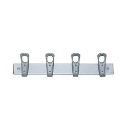 OFITURIA® Perchero de Pared Colgador de Ropa Metálico Color Plata con 4 Colgadores Dobles de Abs Plata