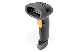 DIGITUS Scanner de Codes à Barres 1D - Bidirectionnel à Main - 200 balayages/s - 30 cm de Distance de Balayage - câble de 2 m USB-RJ45 - IP54 - Codes à Barres: EAN, UPC, Code-39, ... - Noir/Gris