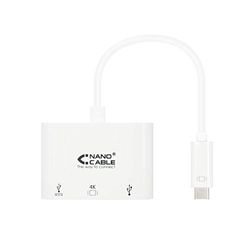 Nanocable 10.16.4302 - USB-C naar USB 3.0/USB-C/HDMI-converter, 3-in-1, wit