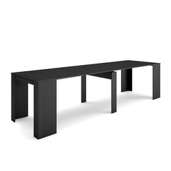 Skraut Home | Table Console Extensible | Console Meuble | 300 | pour 14 Personnes | Table à Manger | Style Moderne | Noir
