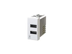 USB3.0 Bloc d'alimentation USB 3 A 2 sorties sur module unique avec connecteur type A et type C compatible Bticino LivingLight Blanc