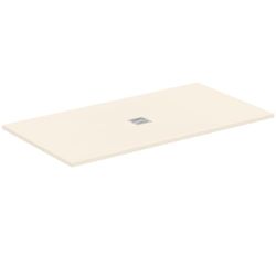 Ideal Standard - Ultra Flat S+, Piatto doccia rettangolare ultrasottile in resina effetto pietra, 170x90cm, Ideal Solid, Scarico centrale, Sabbia