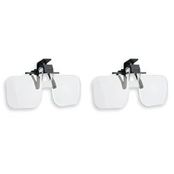 Carson Clip and Flip Loupe pour Lunettes avec Fonction De Serrage Grossissement 2X & Clip and Flip Loupe pour Lunettes avec Fonction De Serrage Grossissement 1,75x