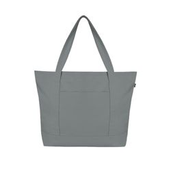 Ecoright Canvas draagtas voor dames met ritssluiting en binnenzak, 100% biologisch katoenen draagtassen voor heren, winkelen, strand, Grijs, Pack of 1, Utility