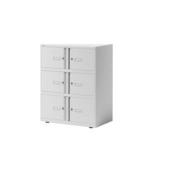 BISLEY Office Lodge Essentials, 6 Puertas: 4 x 267 y 2 x 304 mm, Metal, 696 Blanco de tráfico, 47 x 80 x 100 cm