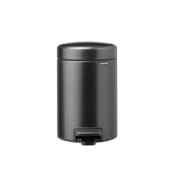 Brabantia NewIcon Pattumiera piccola per il bagno con coperchio 3L | Cestino a pedale antiodore con secchio interno rimovibile per il bagno, la toilette o i piccoli spazi | Confident Grey