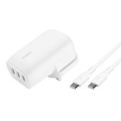 Belkin BoostCharge 3-Port USB-C Wall Charger with PPS 67W, USB-C PD 3.1 Enabled Fast Charging iPhone Charger for iPhone 16 Series, MacBook Pro, AirPods, Galaxy, and more, USB-C to USB-C cable included