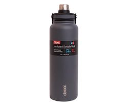Decor Adventurer 1,2 L stor isolerad vattenflaska i rostfritt stål – läckagesäker metallflaska för varma och kalla drycker, perfekt termisk dricksflaska för arbete, resor – grafit.