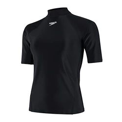 Speedo Rash Top met korte mouwen voor dames | UV-bescherming | Vrouwelijke Surf, Zwart/Wit, XXS