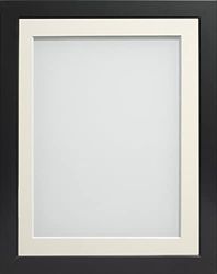 Frame Company Connolly Range Black Wooden Picture Photo Frame with Ivory Mount 8x6 for pic size 6x4 *Choice of Sizes* Fitted with Real Glass