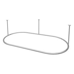 Naiture - Asta ovale per tenda da doccia in acciaio inox, con supporto a soffitto, per vasca Clawfoot, 152,4 x 76,2 cm, finitura cromata